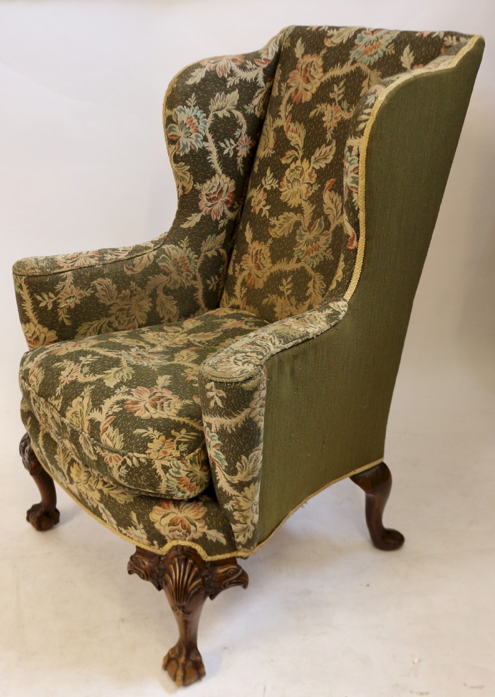 C1920 'Queen Anne' Style Walnut Wing Chair on Cabriole Legs View III