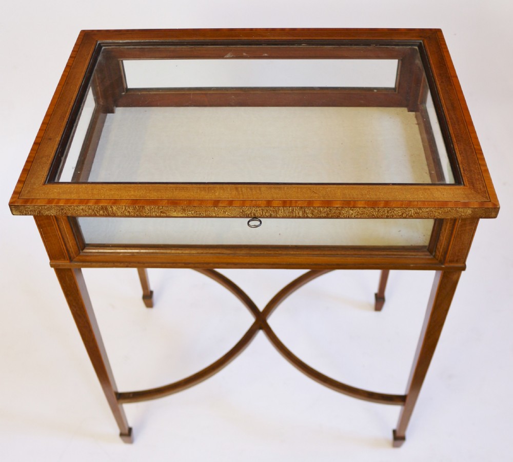 Edwardian Mahogany Inlaid Bijouterie Display Table View II