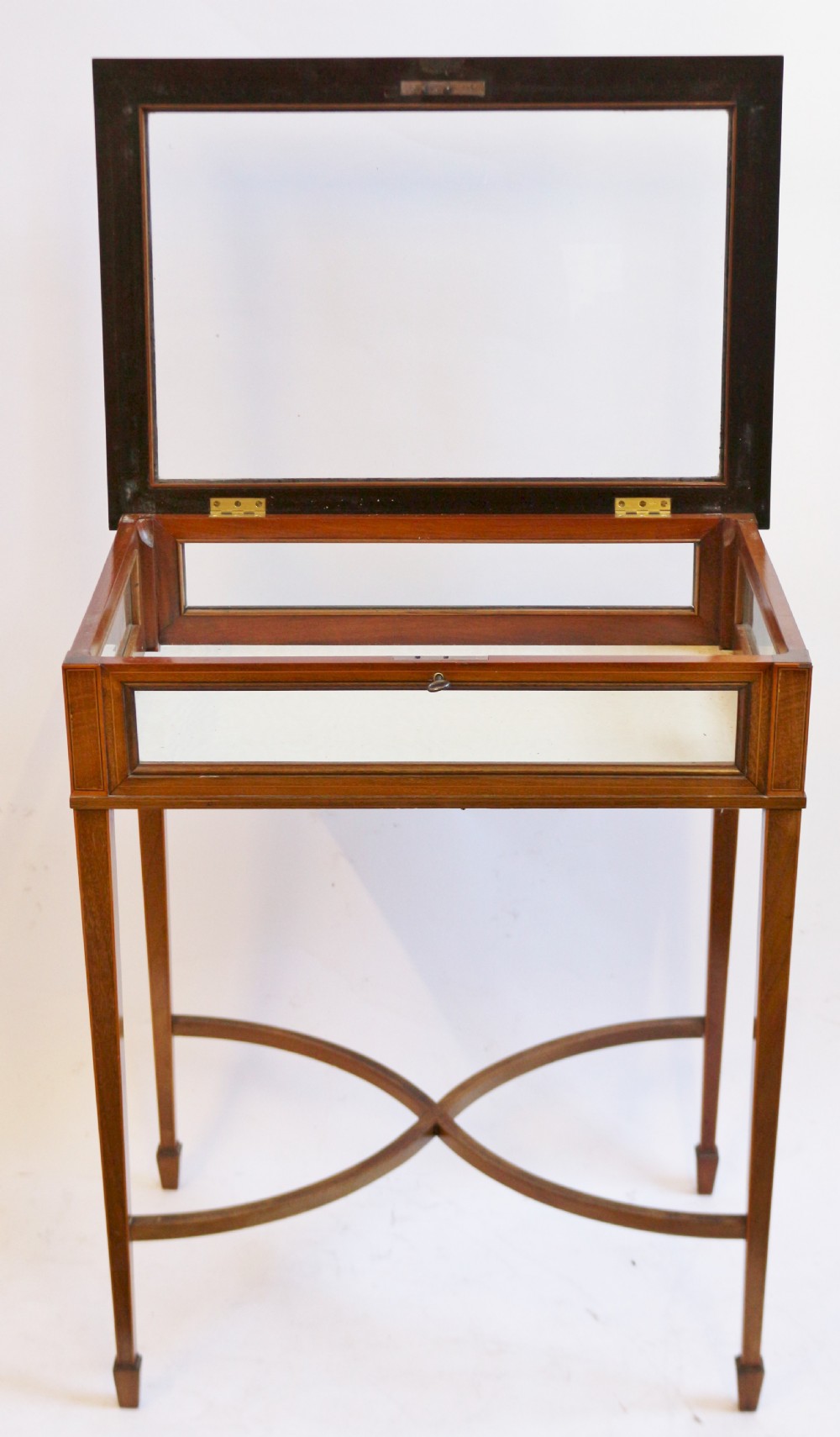 Edwardian Mahogany Inlaid Bijouterie Display Table View V