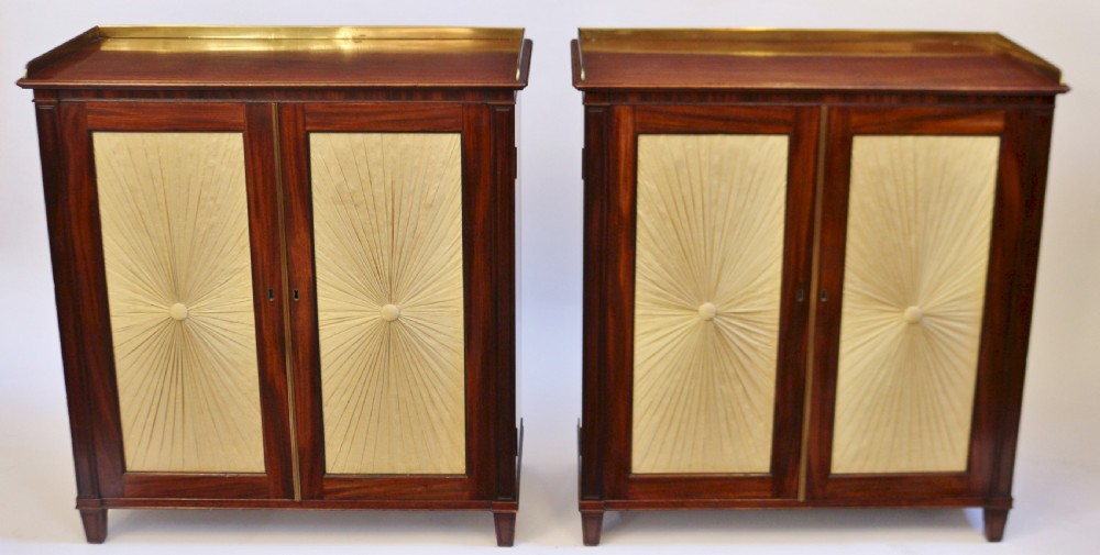 Fine Pair of Regency Mahogany 2 Door Side Cabinets