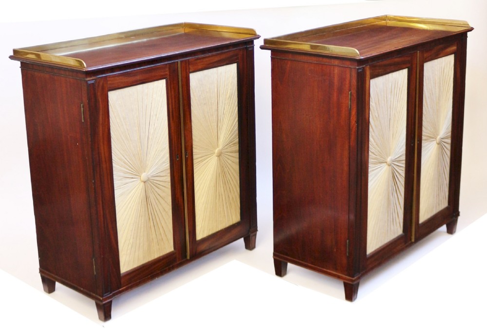 Fine Pair of Regency Mahogany 2 Door Side Cabinets View VI