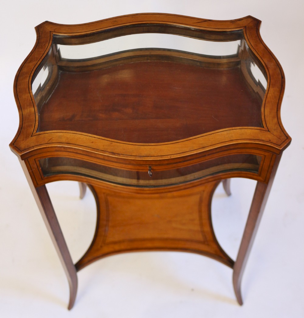 Edwardian Satinwood Shaped Bijouterie Display Table View II