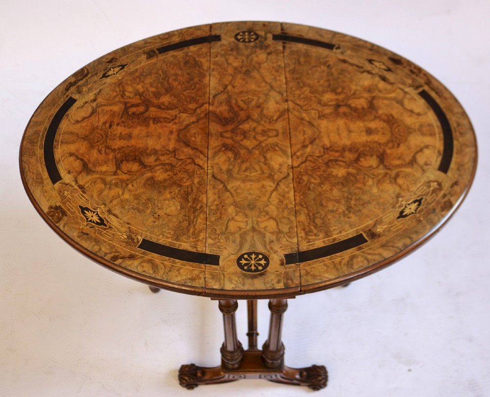 Fine Victorian Inlaid Walnut Mini Oval Sutherland Table View II
