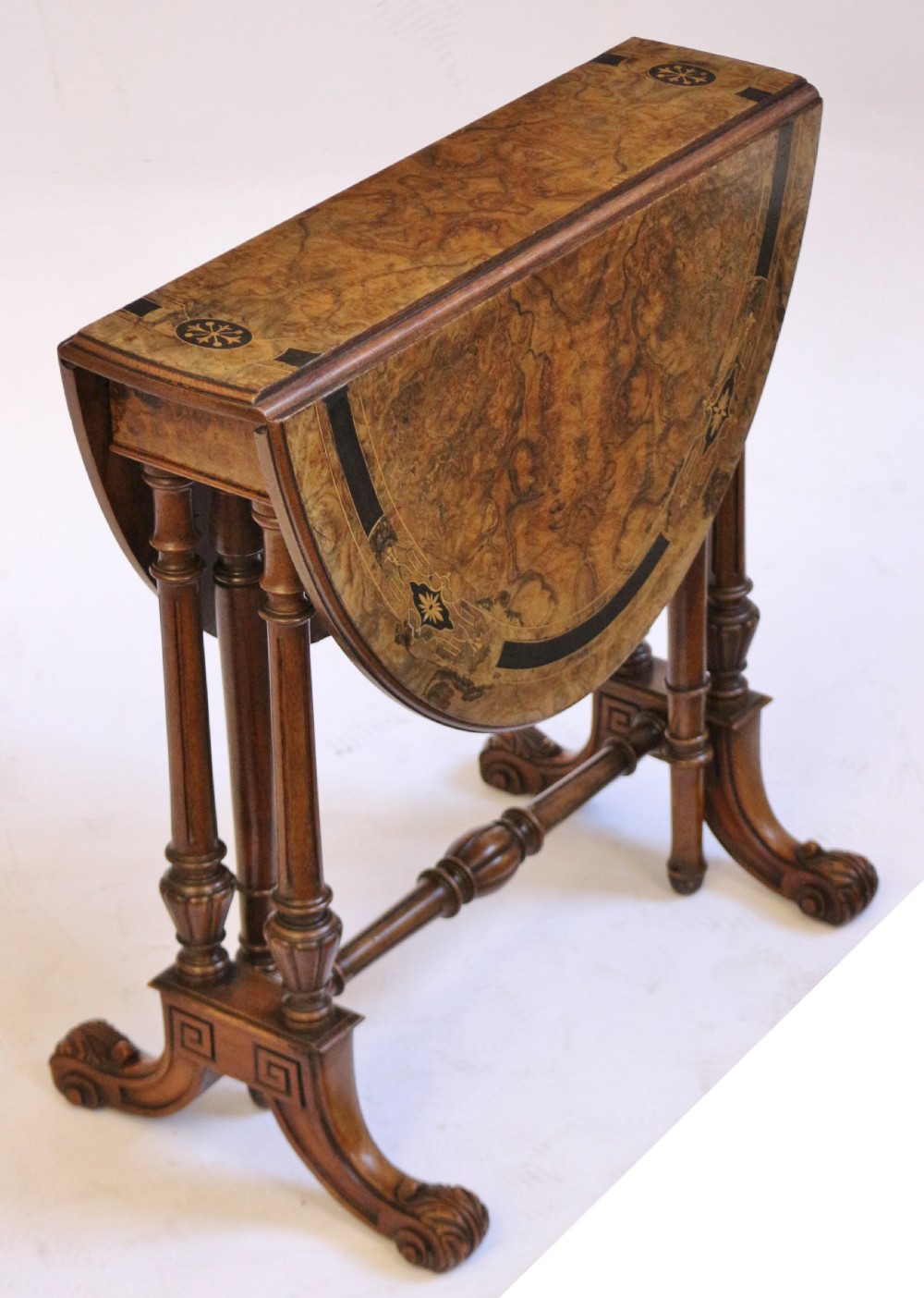 Fine Victorian Inlaid Walnut Mini Oval Sutherland Table View III