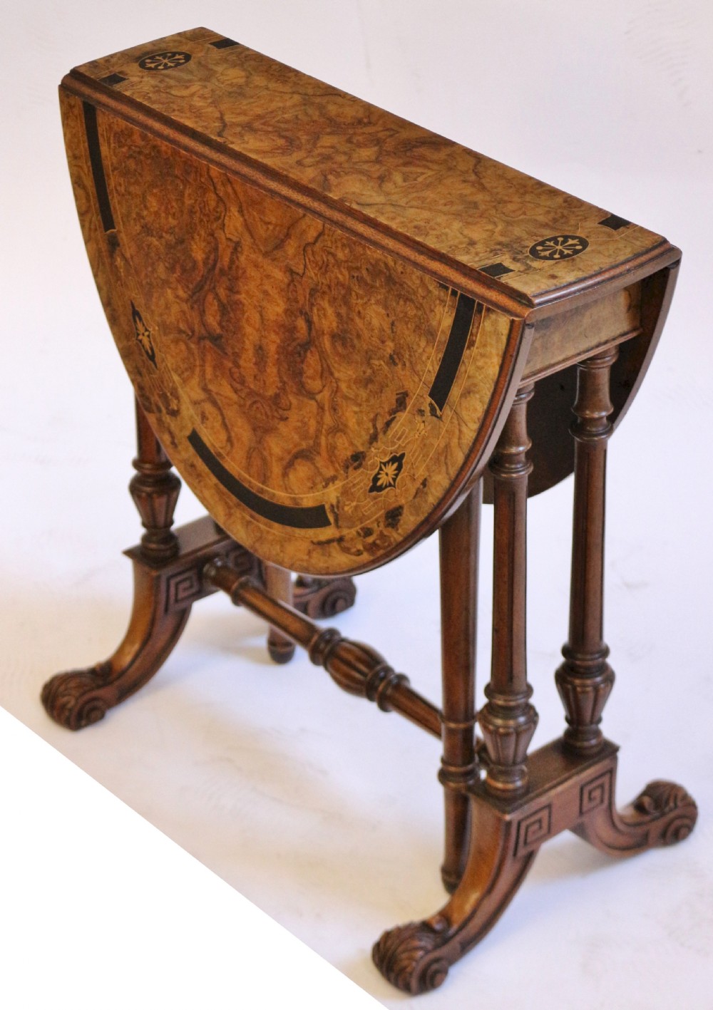 Fine Victorian Inlaid Walnut Mini Oval Sutherland Table View IV