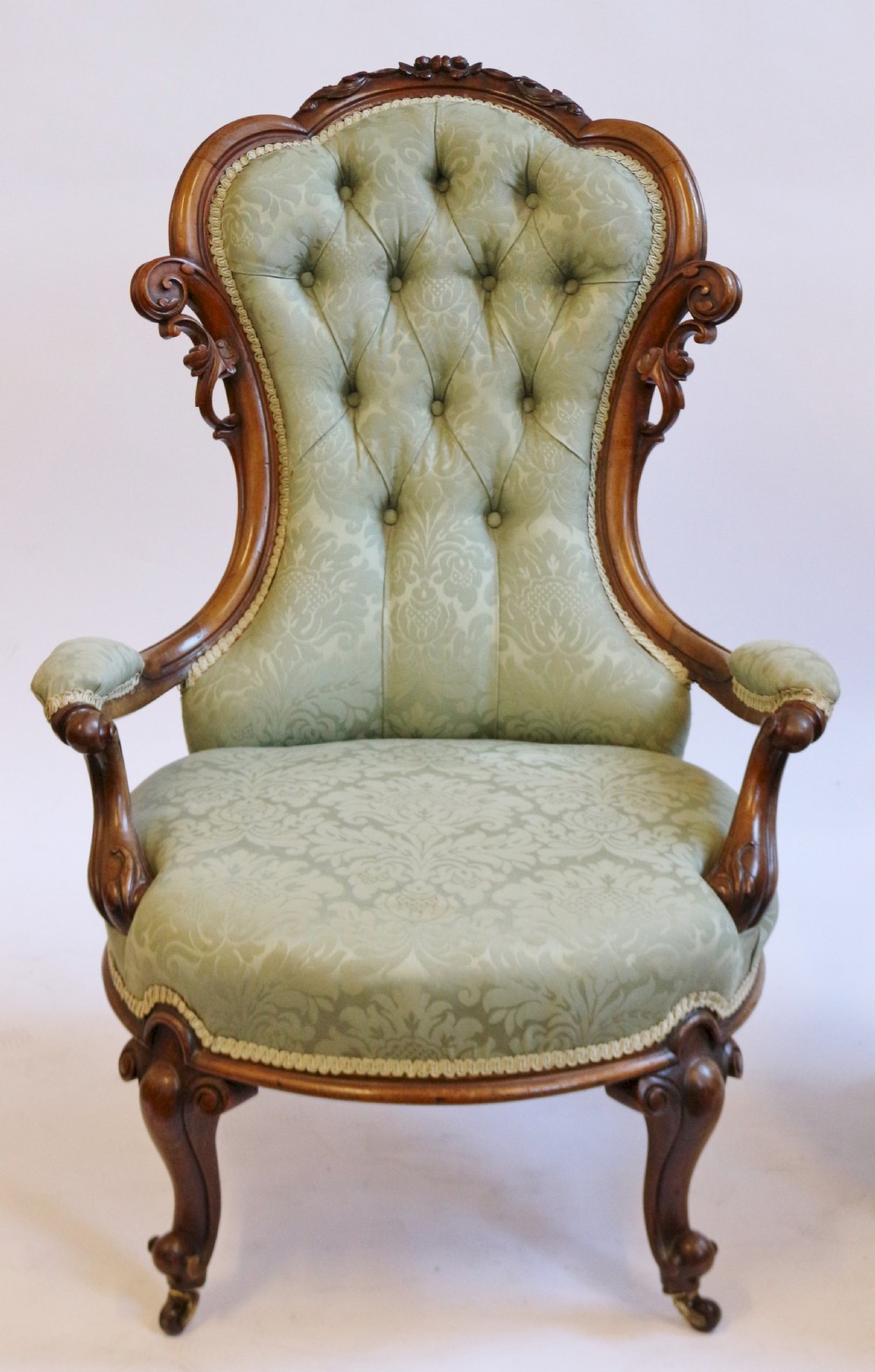 Fine Pair of Victorian Walnut Ladies and Gents Chairs View III