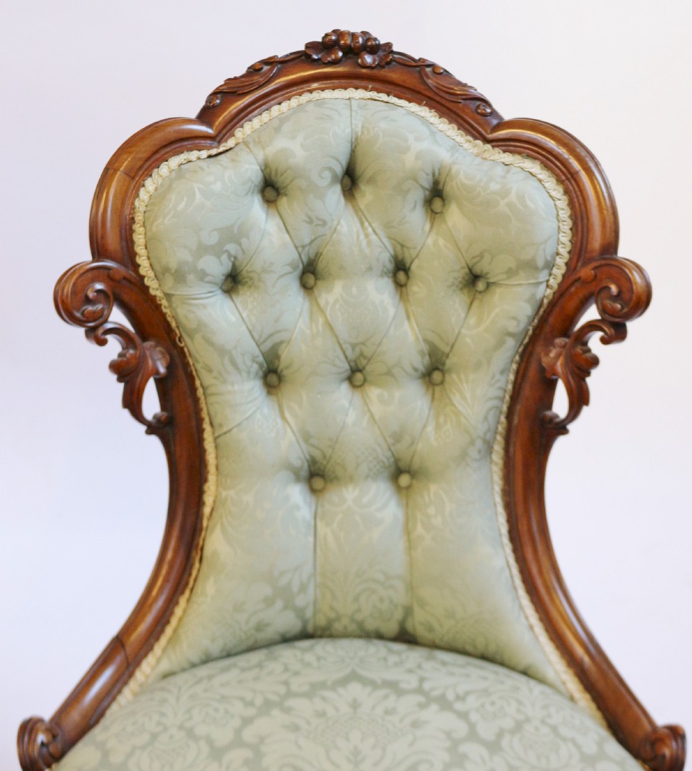 Fine Pair of Victorian Walnut Ladies and Gents Chairs View VI