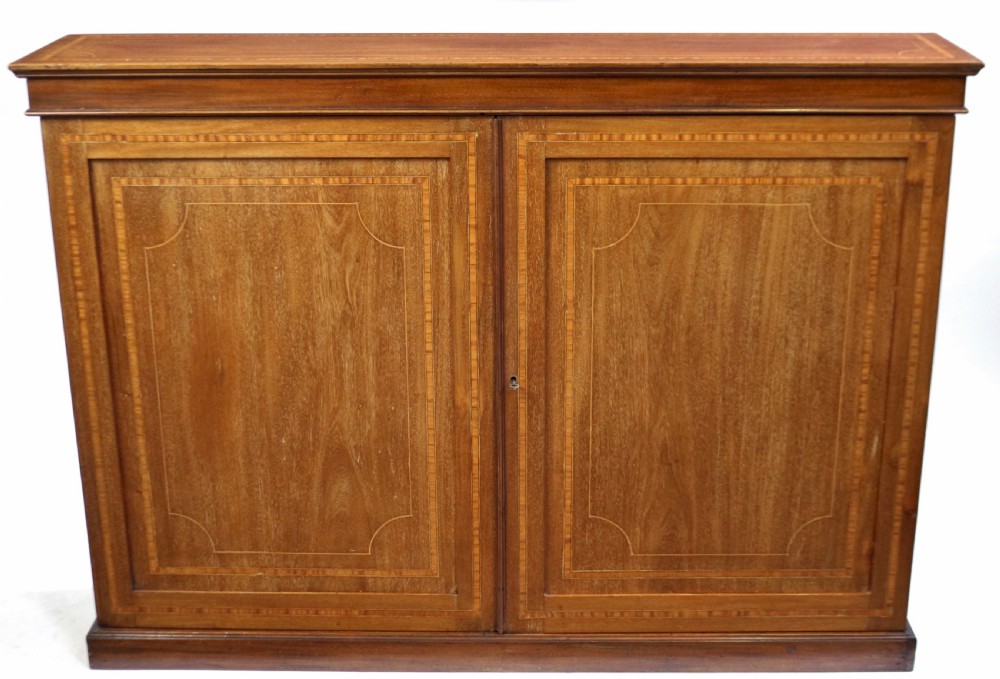 Edwardian Mahogany Satinwood Banded 2 Door Side Cupboard