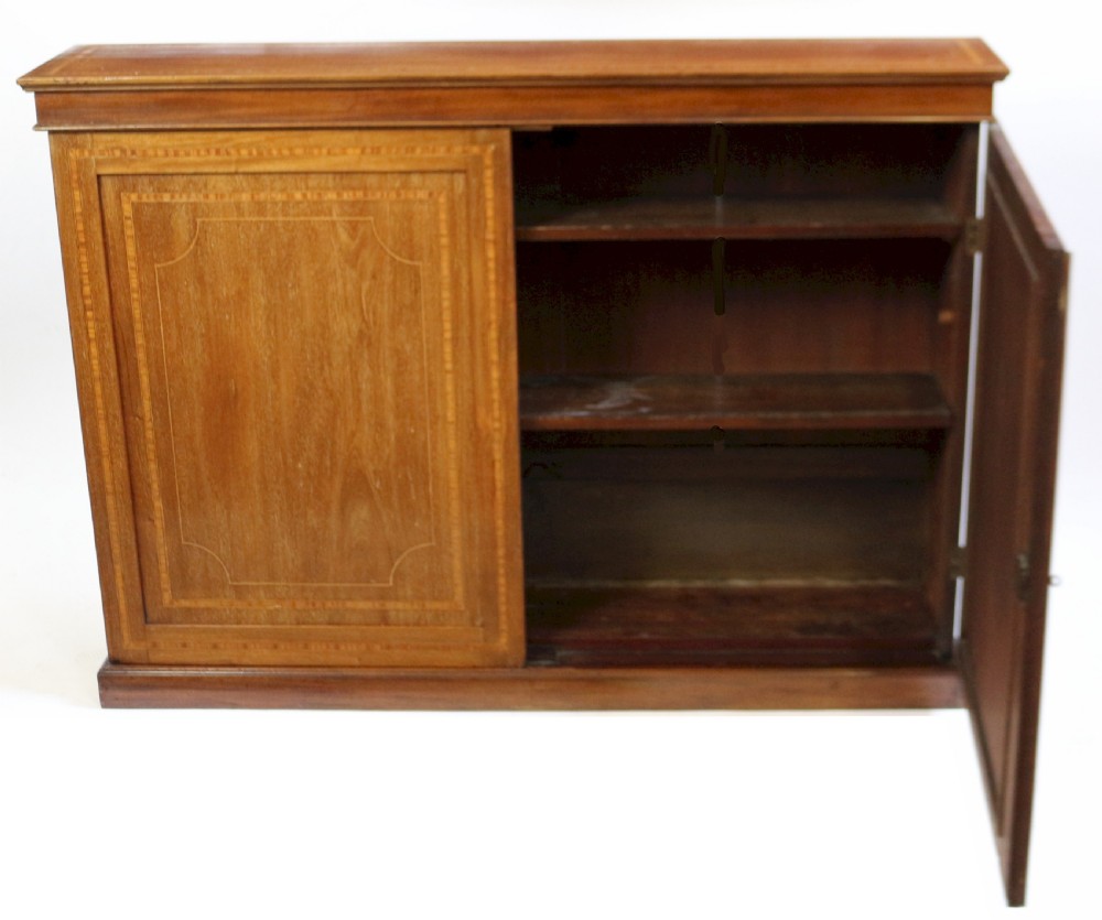 Edwardian Mahogany Satinwood Banded 2 Door Side Cupboard View II