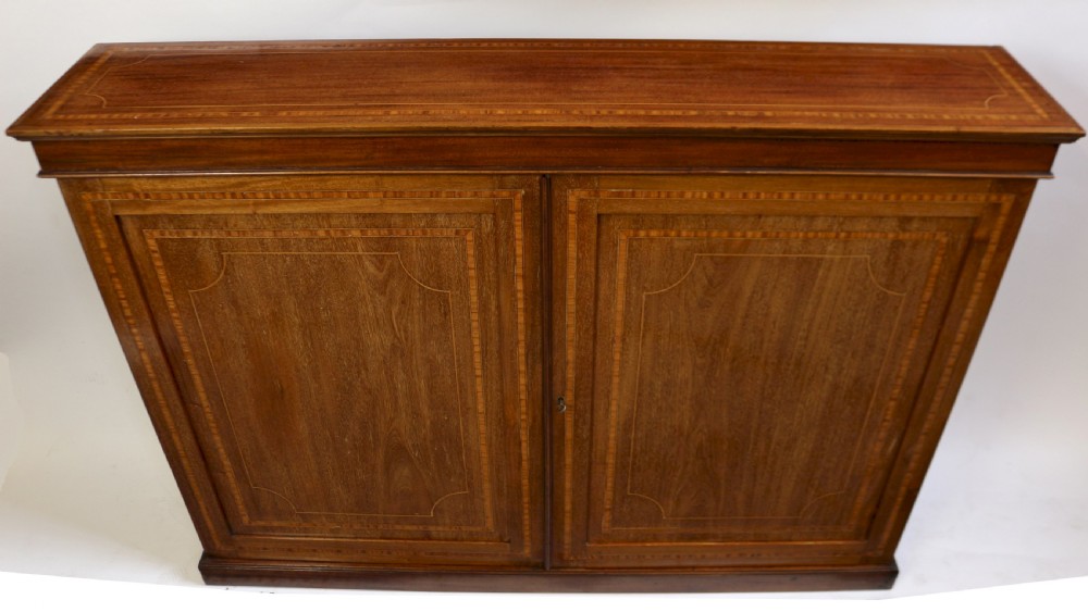 Edwardian Mahogany Satinwood Banded 2 Door Side Cupboard View IV