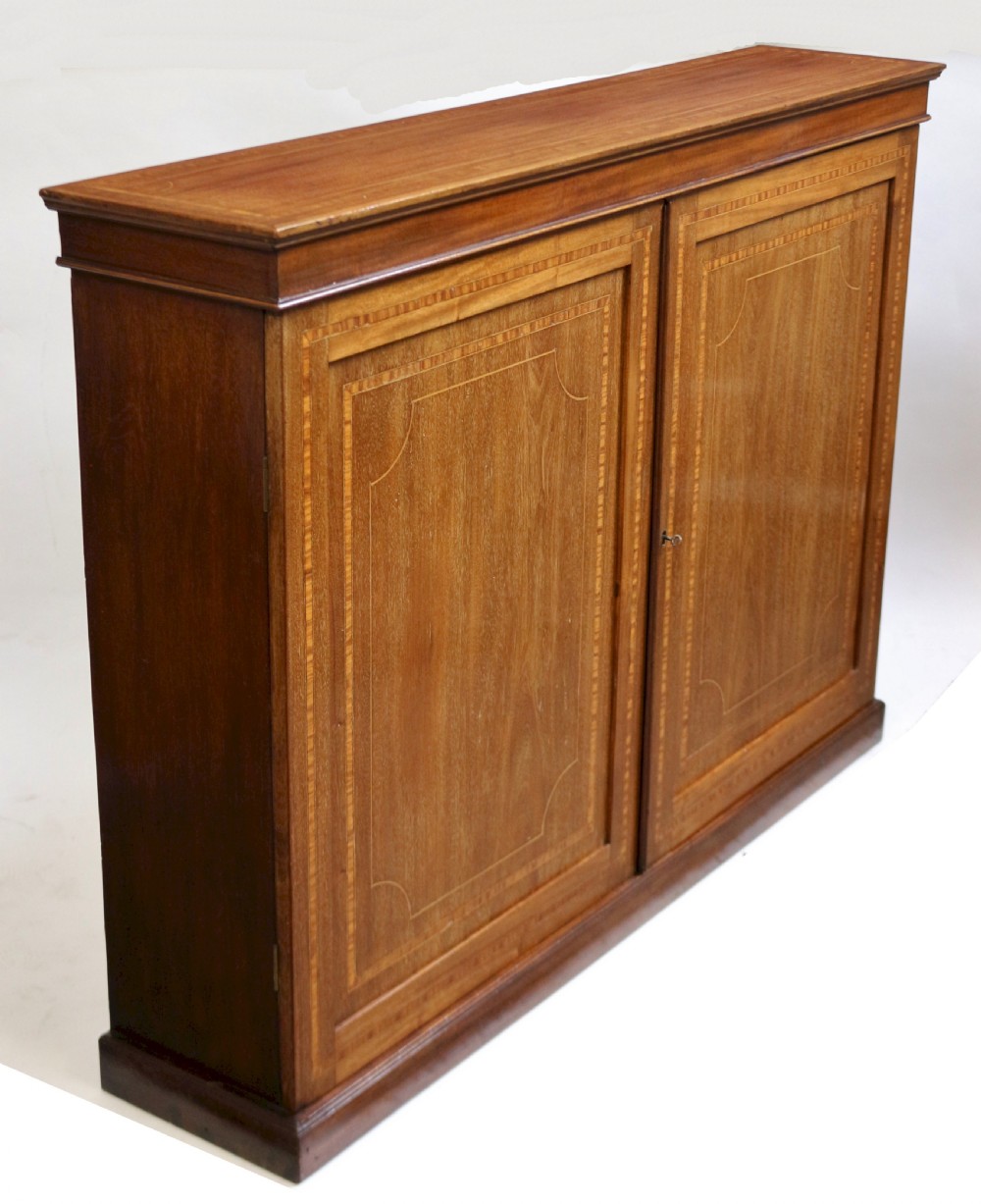 Edwardian Mahogany Satinwood Banded 2 Door Side Cupboard View V