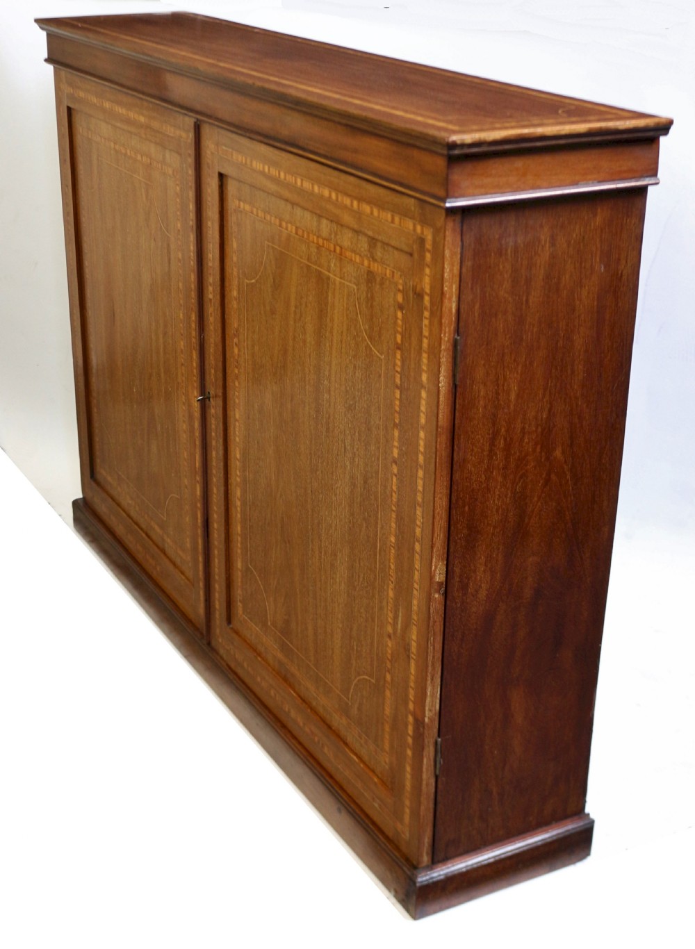 Edwardian Mahogany Satinwood Banded 2 Door Side Cupboard View VII