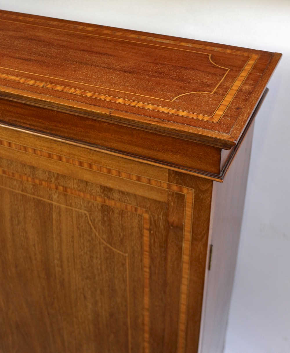 Edwardian Mahogany Satinwood Banded 2 Door Side Cupboard View VIII