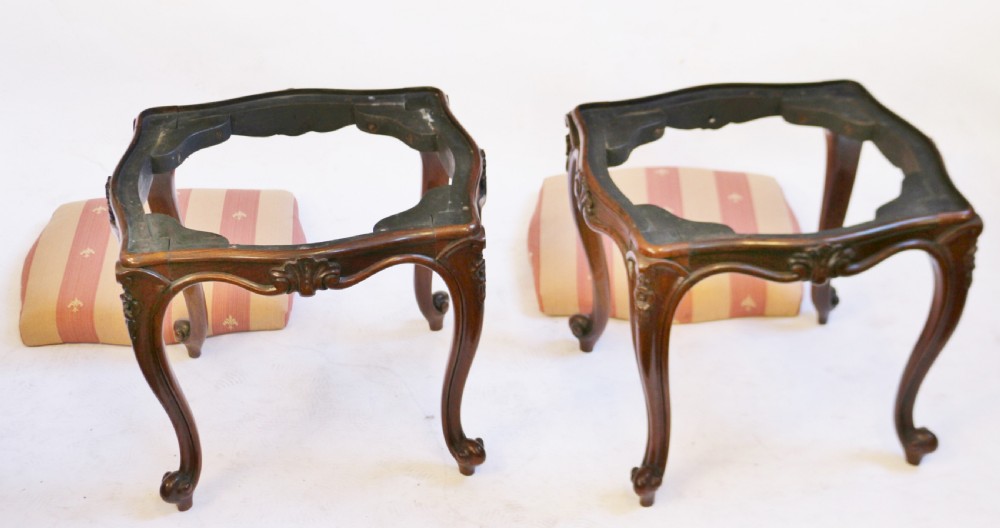 Victorian Pair of Rosewood Cabriole Leg Stools View VI