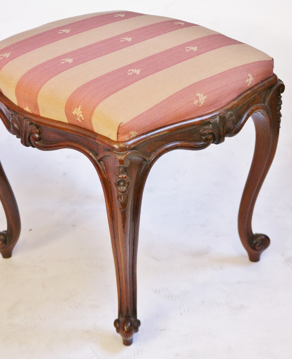 Victorian Pair of Rosewood Cabriole Leg Stools View VII