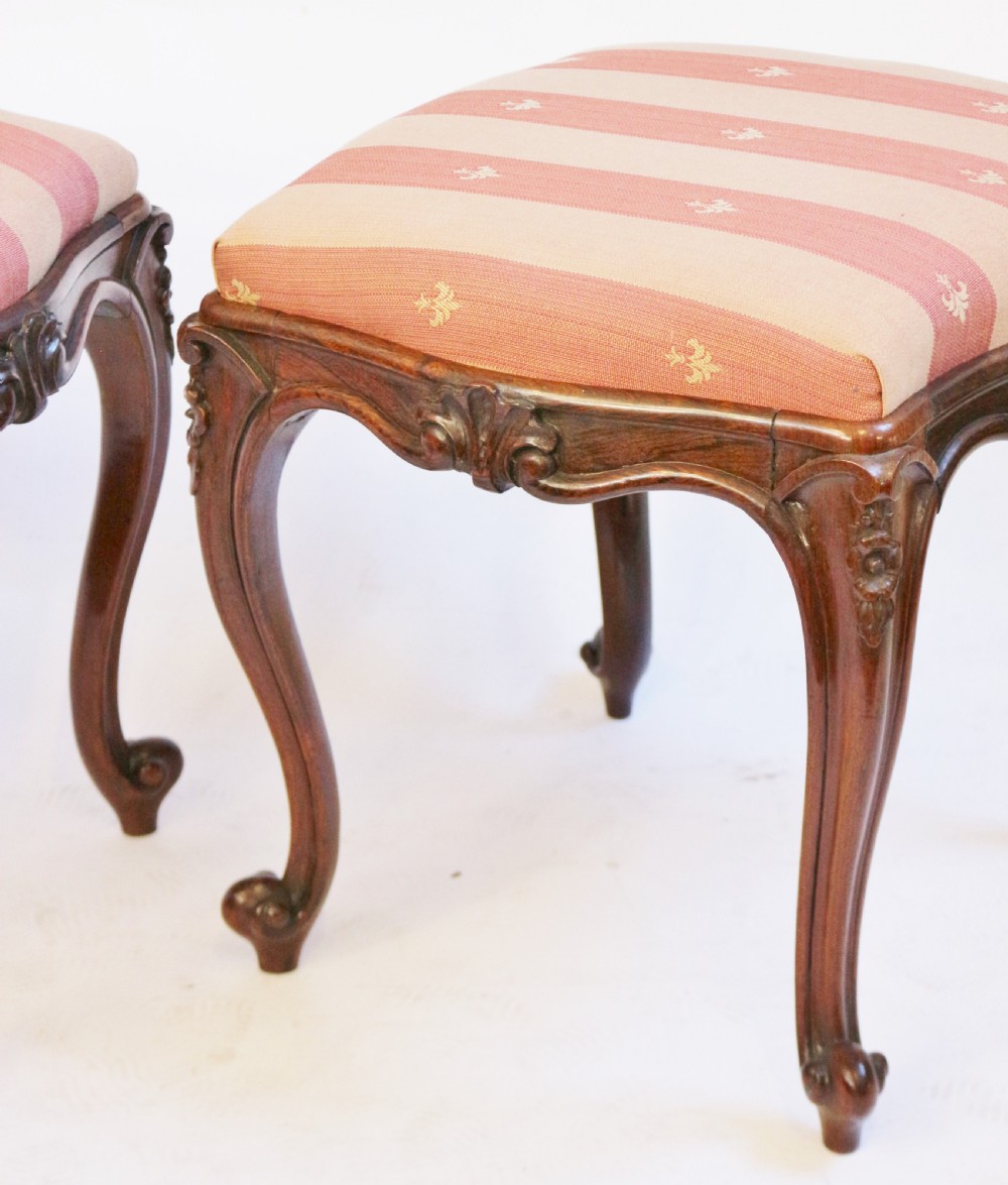 Victorian Pair of Rosewood Cabriole Leg Stools View VIII
