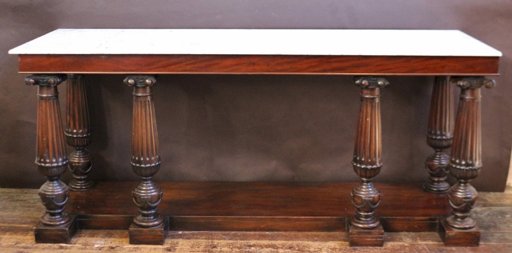 Late 19C Mahogany Marble Top Console / Serving Table