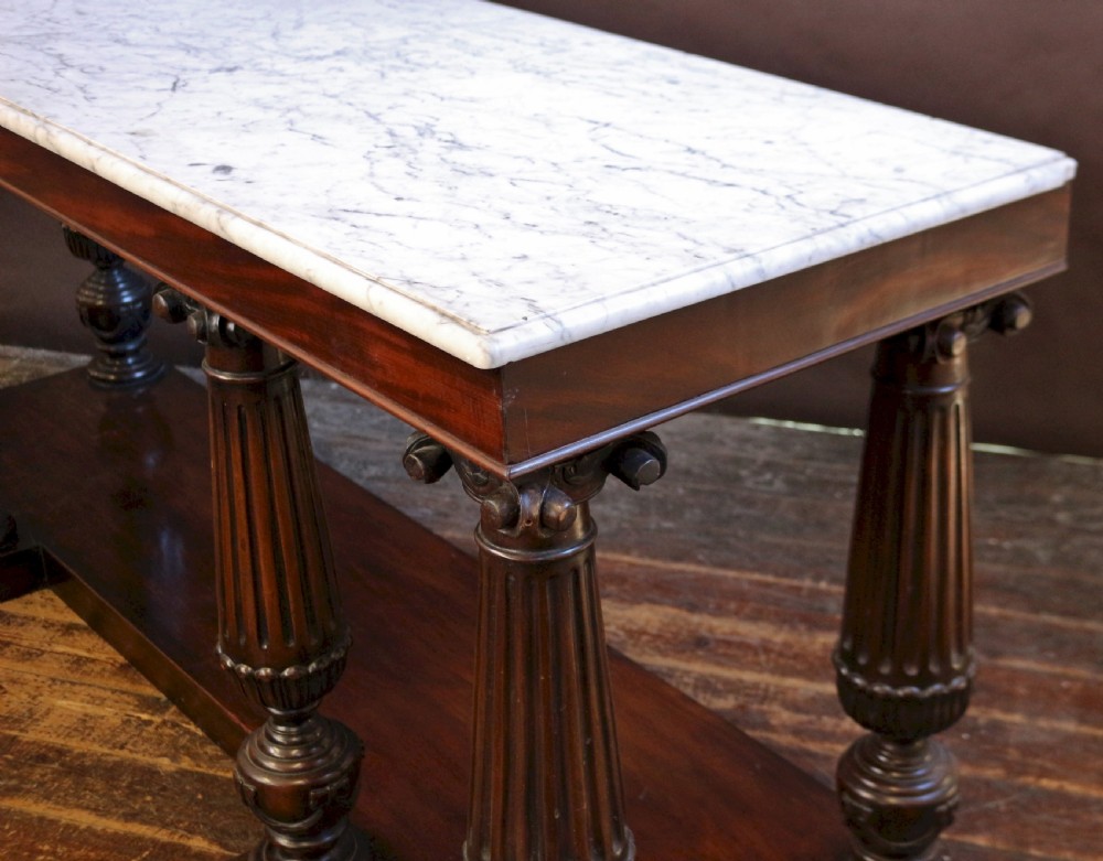 Late 19C Mahogany Marble Top Console / Serving Table View VII