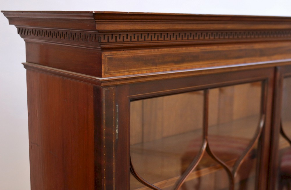 Edwardian Mahogany Satinwood Banded Cupboard Base Bookcase by Waring & Gillow View VIII