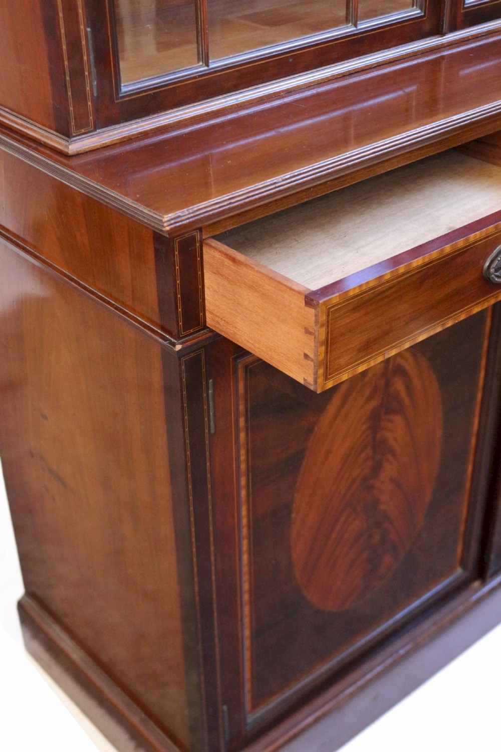 Edwardian Mahogany Satinwood Banded Cupboard Base Bookcase by Waring & Gillow View X