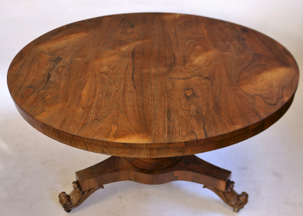 William 1V Figured Rosewood Tilt Top Circular Centre Table View V