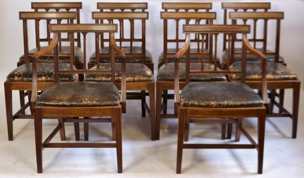 George 111 Mahogany Fine Set of 10 Dining Chairs including Pair of Armchairs