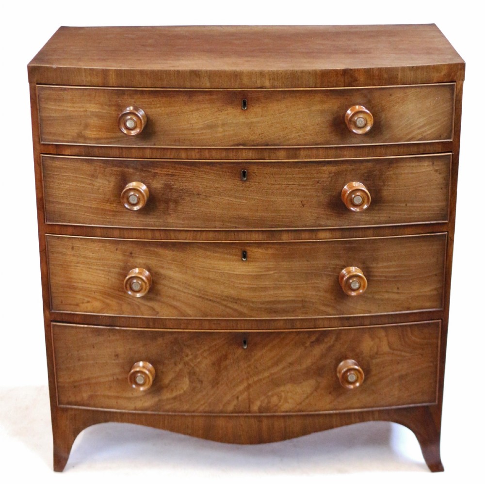 George 1V Mahogany 4 Drawer Small Bow Chest