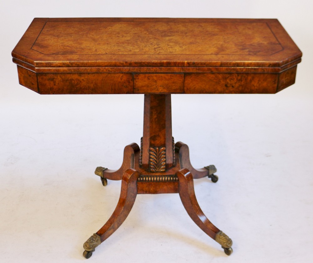 Fine Regency Pollard Oak Pedestal Card Table