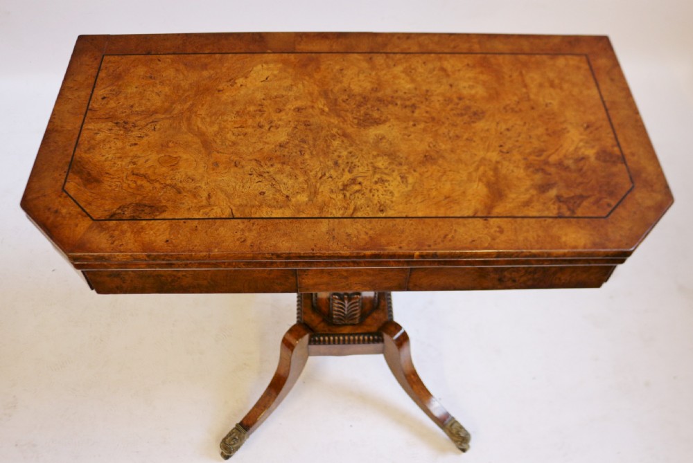 Fine Regency Pollard Oak Pedestal Card Table View II