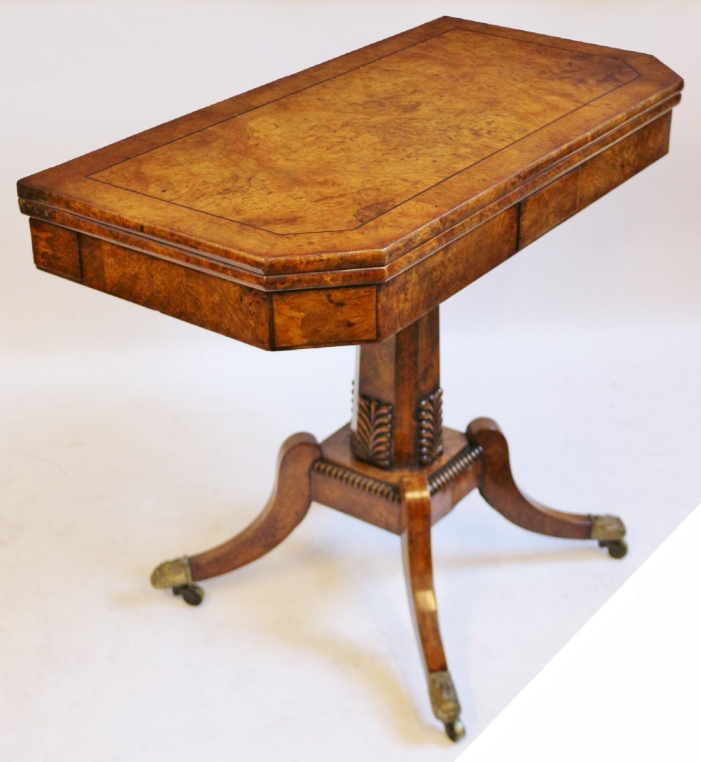 Fine Regency Pollard Oak Pedestal Card Table View IV