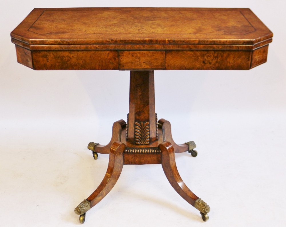 Fine Regency Pollard Oak Pedestal Card Table View V