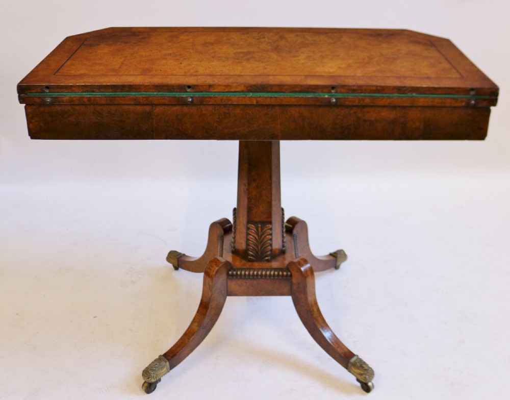 Fine Regency Pollard Oak Pedestal Card Table View VI
