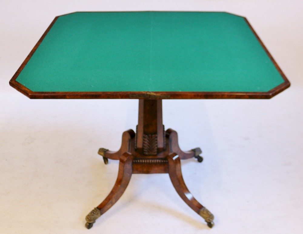 Fine Regency Pollard Oak Pedestal Card Table View VII