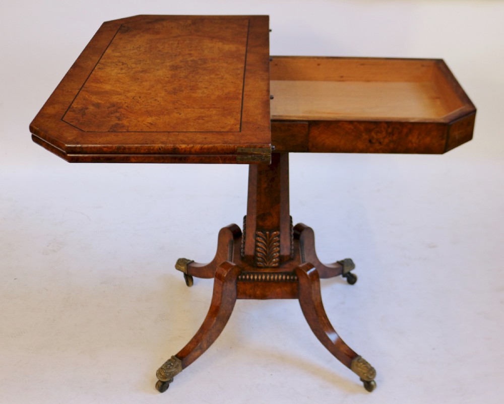 Fine Regency Pollard Oak Pedestal Card Table View X