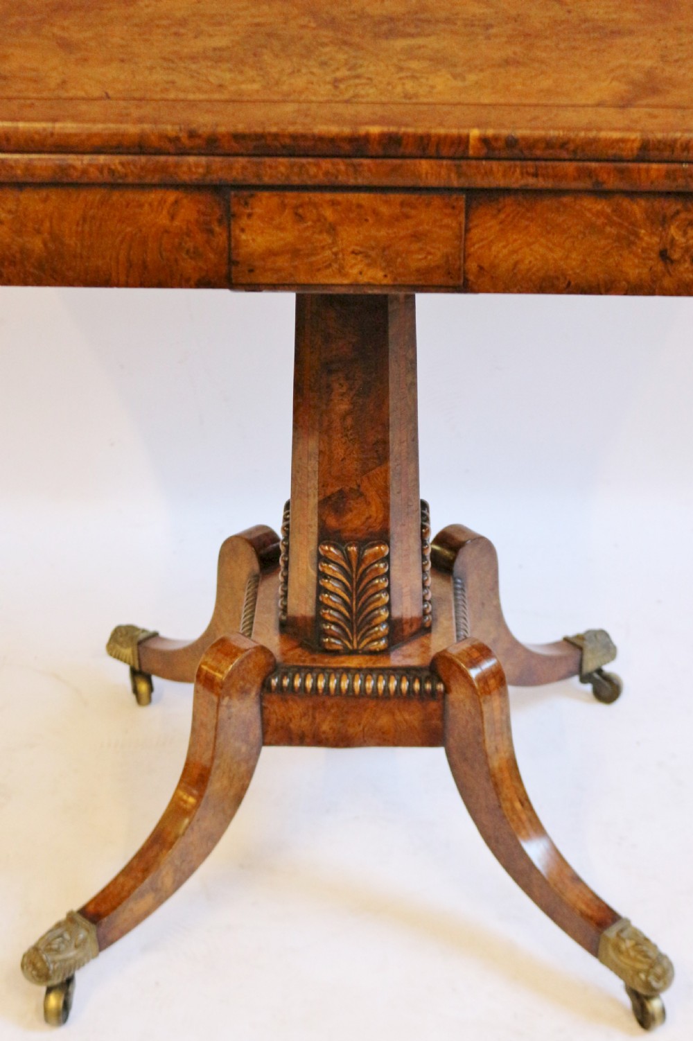 Fine Regency Pollard Oak Pedestal Card Table View XI