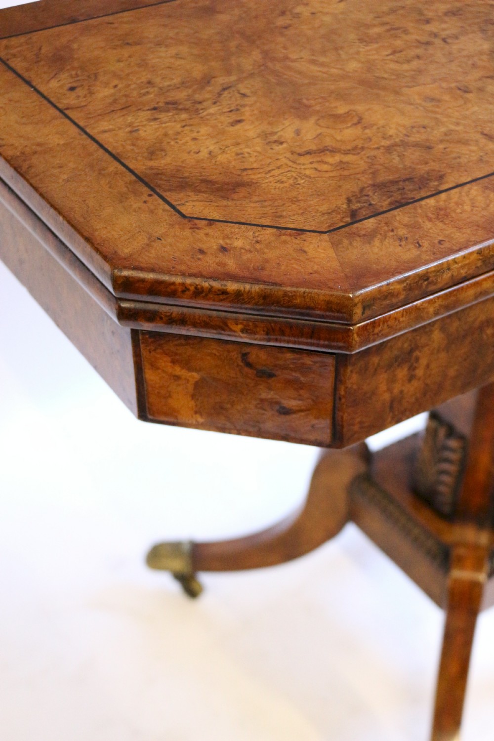 Fine Regency Pollard Oak Pedestal Card Table View XII