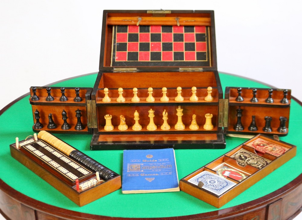 Victorian Burr Walnut Games Compendium View IV