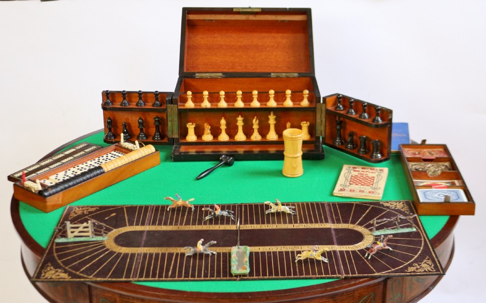 Victorian Burr Walnut Games Compendium View V