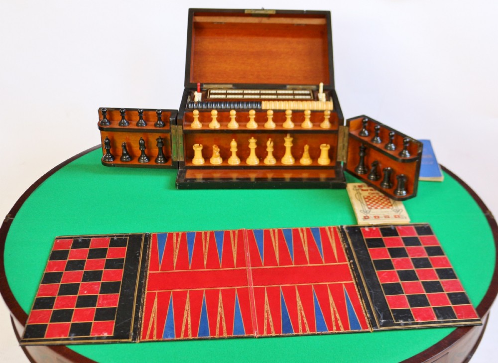 Victorian Burr Walnut Games Compendium View VII