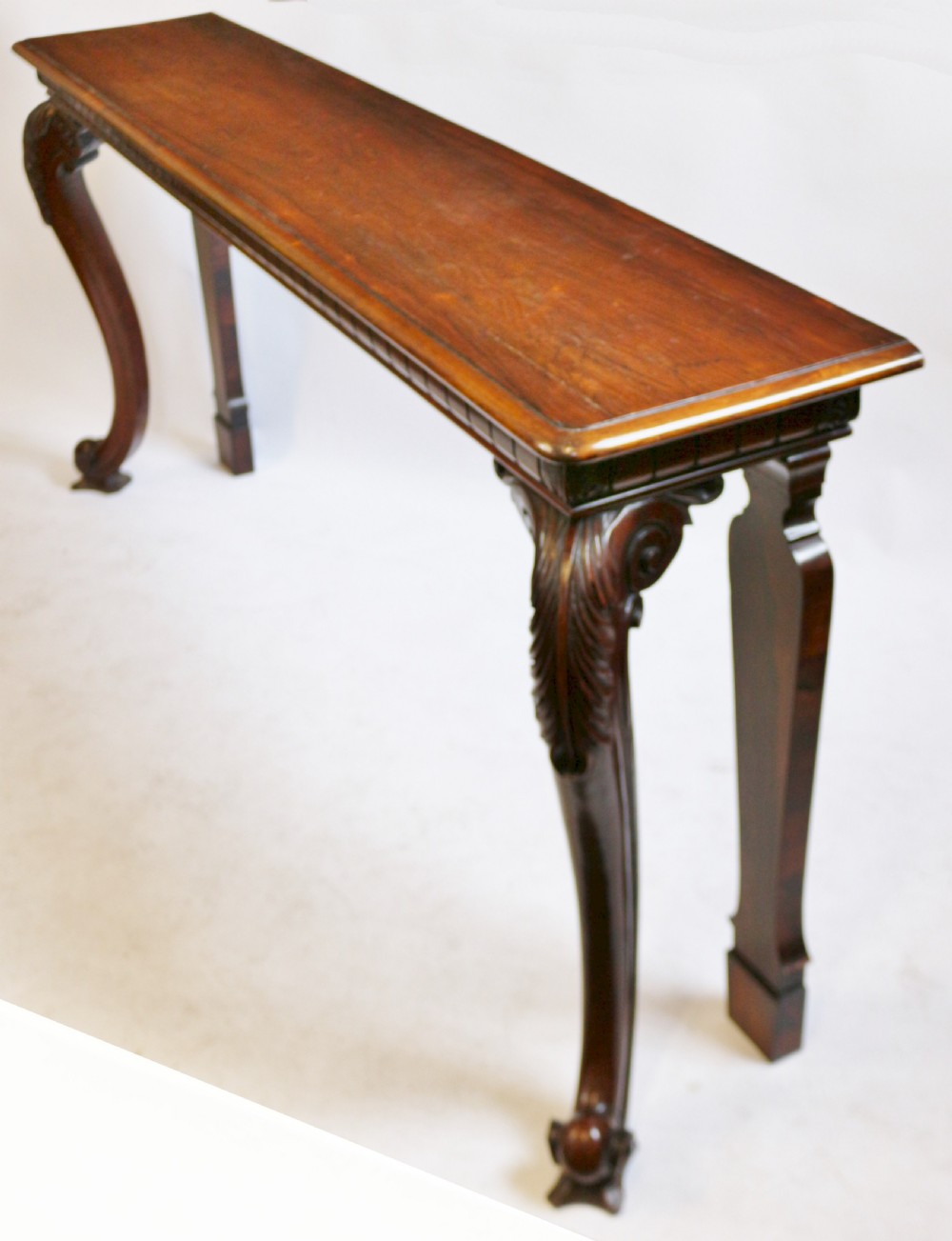 William 1V Rosewood Slim Console Table on Cabriole Legs View II