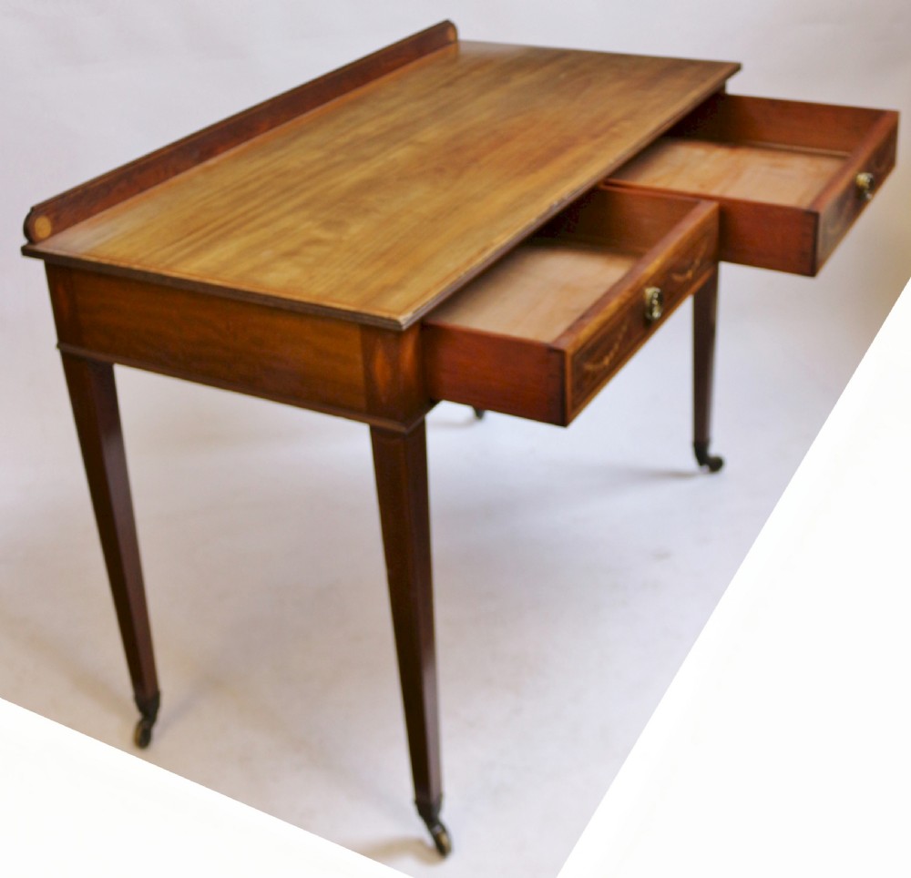 Edwardian Mahogany Inlaid 2 Drawer Side Table View III