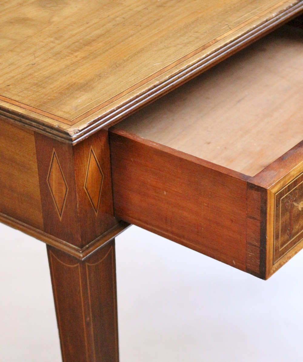 Edwardian Mahogany Inlaid 2 Drawer Side Table View VII