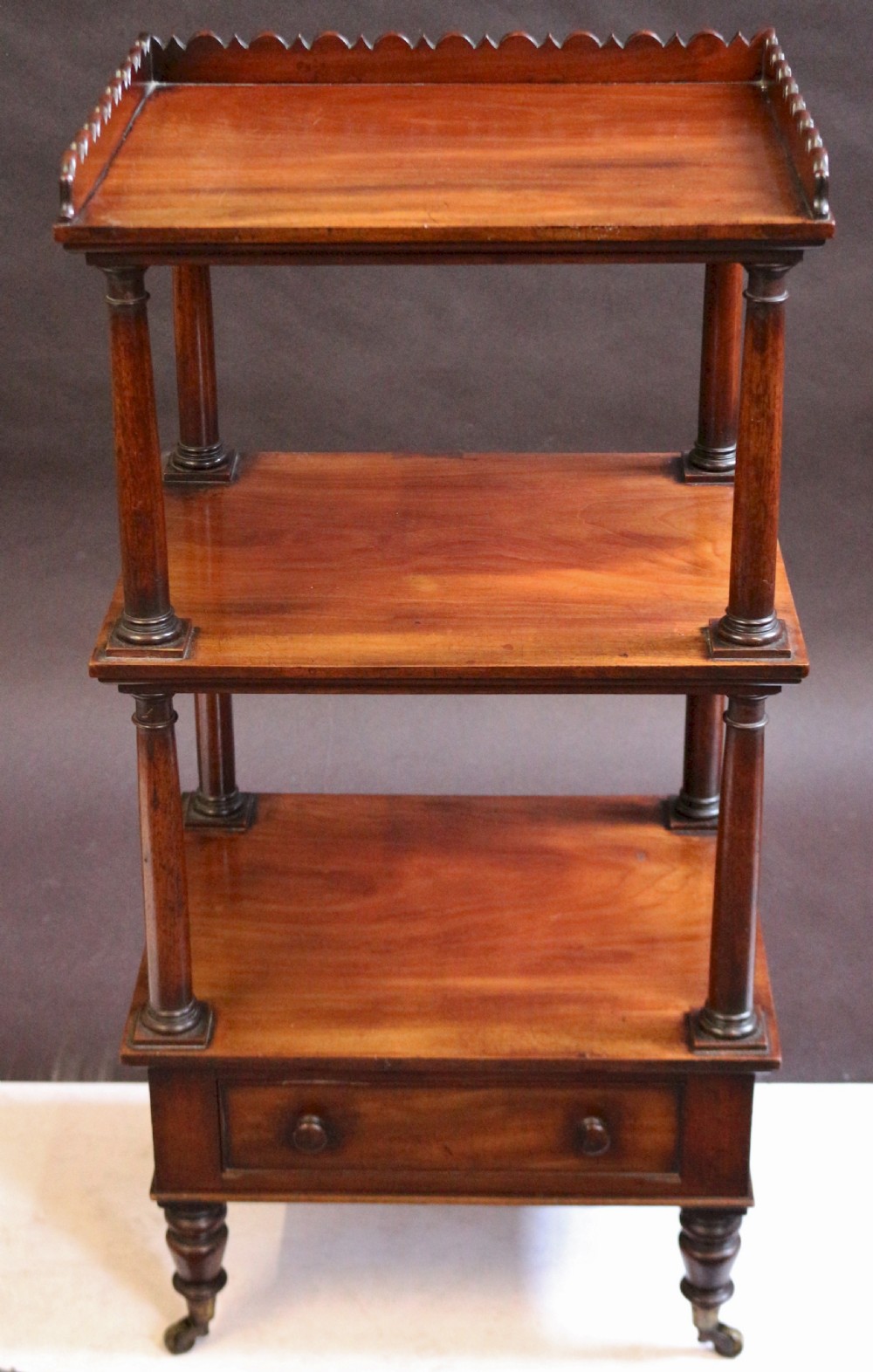 George 1V Mahogany 3 Tier Whatnot with Drawer to Base View II