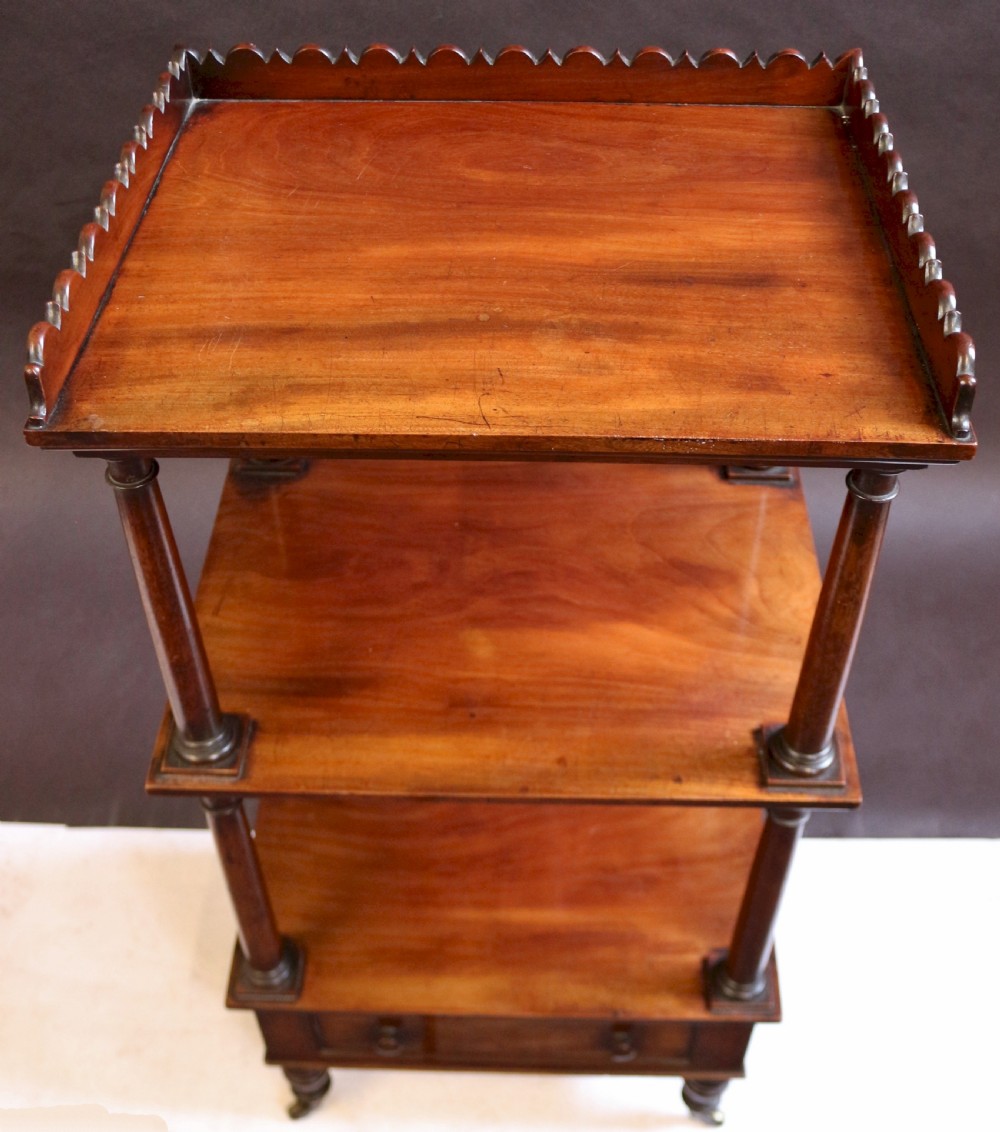 George 1V Mahogany 3 Tier Whatnot with Drawer to Base View III