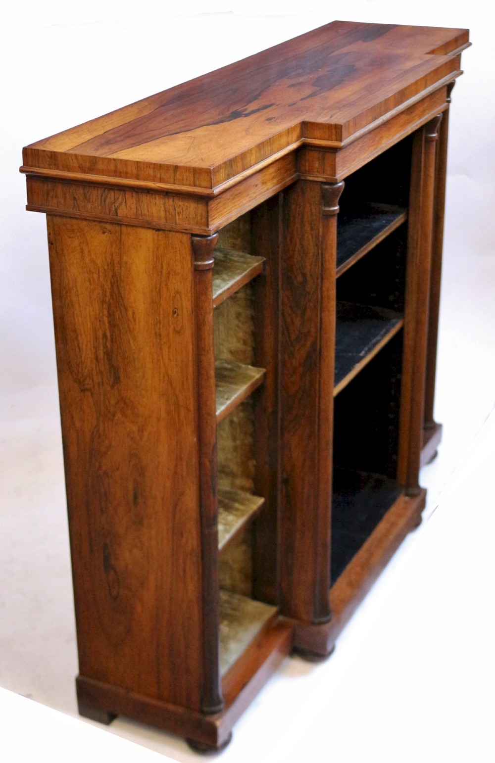 Fine Quality William 1V Figured Rosewood Breakfront Dwarf Open Bookcase View III