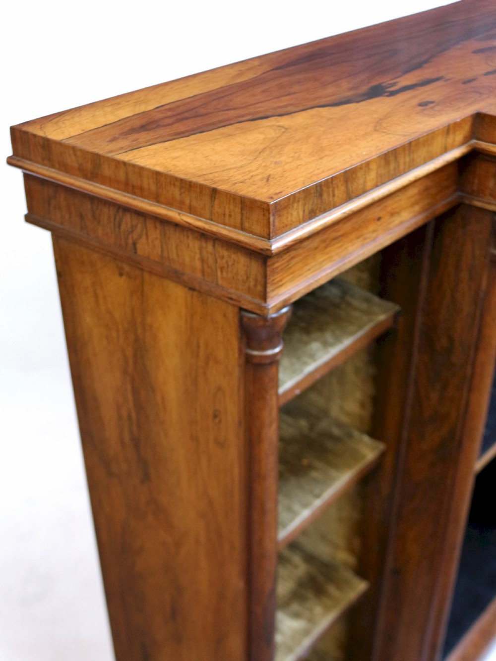 Fine Quality William 1V Figured Rosewood Breakfront Dwarf Open Bookcase View V