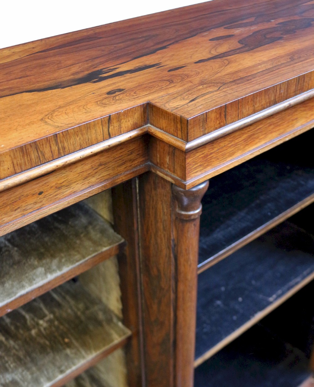 Fine Quality William 1V Figured Rosewood Breakfront Dwarf Open Bookcase View VIII