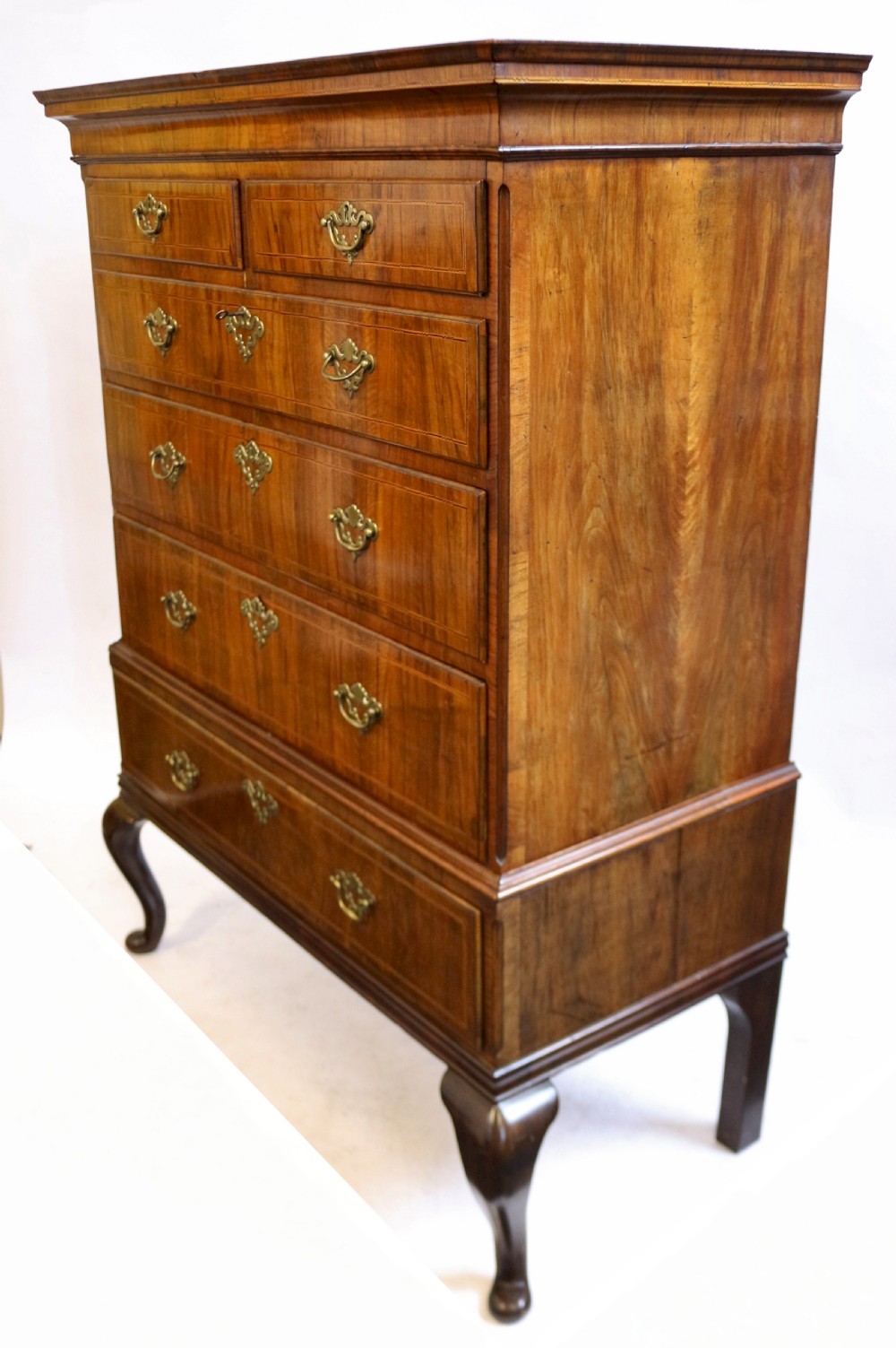 18C Figured Walnut  5 Drawer Chest on 1 Drawer Stand View III