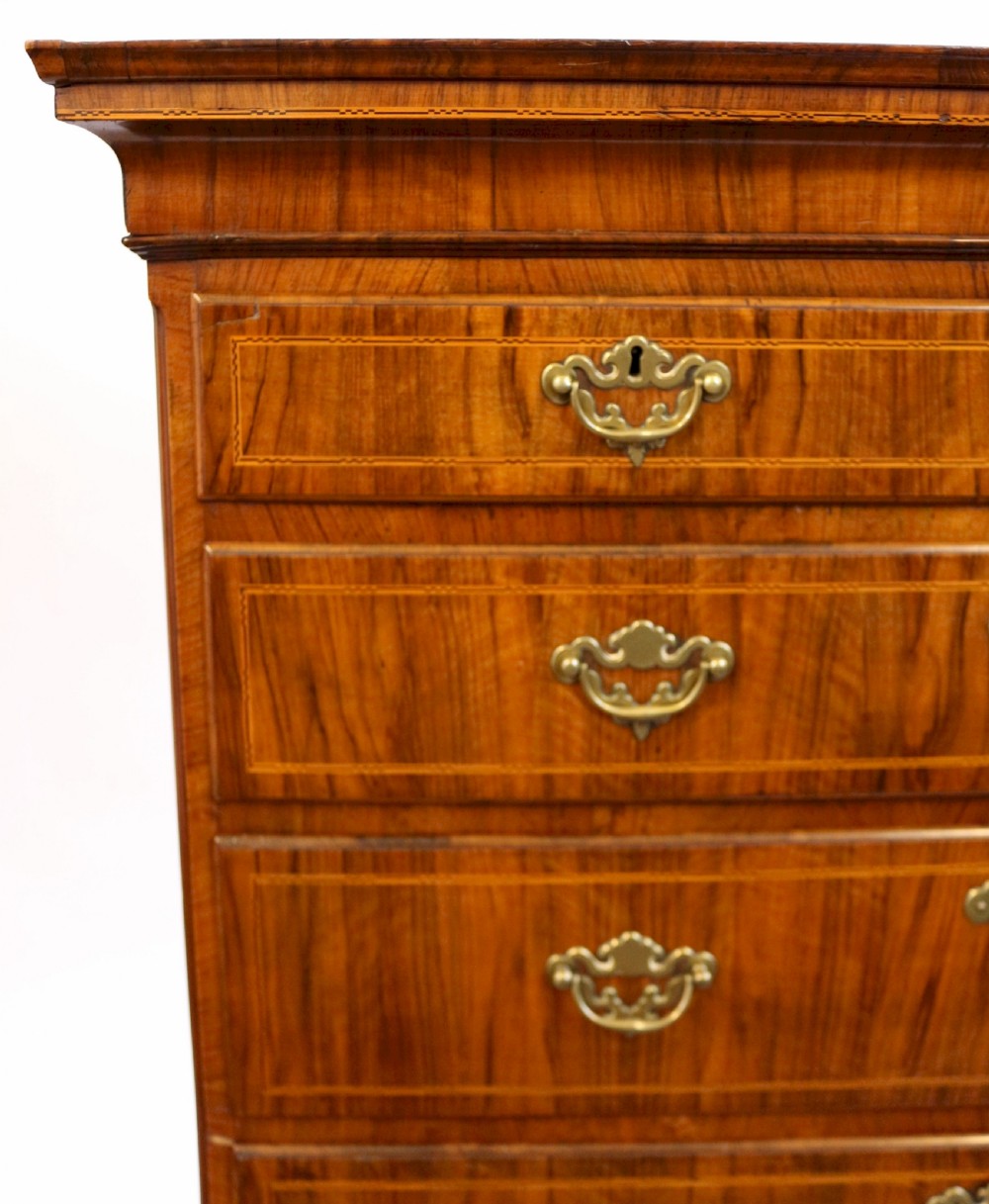 18C Figured Walnut  5 Drawer Chest on 1 Drawer Stand View IV