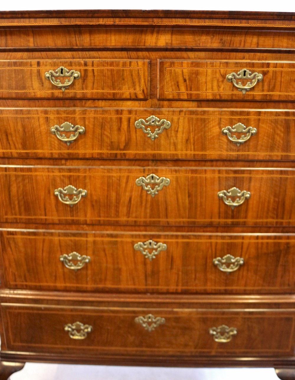 18C Figured Walnut  5 Drawer Chest on 1 Drawer Stand View V